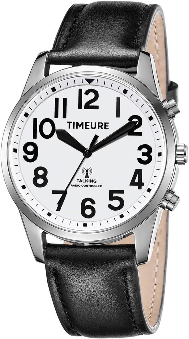 Talking Watch with Jumbo Numbers self-Setting for Blind Men, Seniors, Visually impaired, or Elderly, Father's Gift TIMEURE-2211 (BLACK)