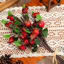Healifty Artificial Rosehip Berries Faux Pomegranate Floral Accessories Simulated Pomegranate Fruit Stem 12.59 in for Home Decor Wedding Party DIY Flower Arrangements Office