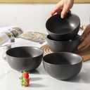 4 x Cereal Bowls, 24 oz Soup Bowls Set of 4, Ceramic Bowls Set for Salad, Fruit, Breakfast, Dessert, Stoneware Bowls for Kitchen, Dishwasher & Microwave Safe, Matte Black
