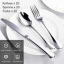 60-Piece Silverware Set for 20 - Stainless Steel Flatware Cutlery Set, Mirror Polished Flatware Set Include Forks Spoons Knives for Home Wedding Restaurant, Dishwasher Safe, Silver, 60 PCS