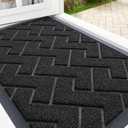 OLANLY Front Door Mat Indoor Outdoor Entrance, Waterproof All-Season, All-Weather Doormat, Sturdy Natural Rubber, Low Profile, Easy Clean Patio Porch Entryway Mat, Herringbone Brick (Black, 36x24)