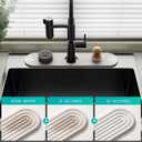 DEJUPE Stone Faucet Mat for Kitchen Sink – Diatomite Fast-Drying Stone Tray, Faucet Mat Sink Splash Guard, Decorative Sink Protector for Kitchen Bathroom Counter [Light Grey, 17.7''x3.9'']