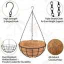 18 Inch Hanging Baskets for Plants Outdoor, 4 Pack Large Hanging Planters for Outdoor Plants, Round Wire Hanging Flower Pots with Coconut Coir Liners for Garden, Deck, Porch, Balcony