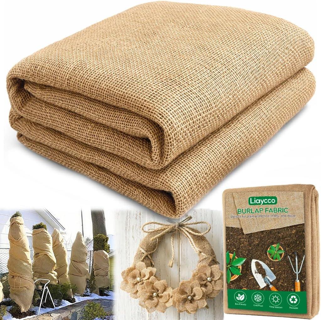 40" x 40 Feet Burlap Fabric Roll 13 Yards Burlap Fabric by the Yard for Tree Wrap, Garden Plant Cover, Weed Barrier, Landscaping & DIY Crafts, Ideal for Outdoor Winter Protection