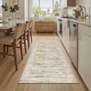 Soalmost Runner Rug 2'x8' Washable Non-Slip Runner Rugs for Kitchen Bathroom Laundry Room Brown Vintage Floor Carpet Runners for Hallway Entryway
