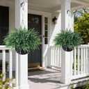 FOTEEWL Artificial Ferns Hanging Basket for Outdoor - 2 Sets Sun-Resistant Lifelike Plants Fake Fern Faux Greenery Bush for Porch, Home Garden, Farmhouse, Eaves, Yard Decor