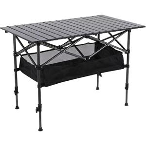 Portable Folding Camping Table, 47.2" x 21.6" x 19.6" roll-up top and Carbon Steel Frame, Lightweight Picnic Table for Outdoor, Beach, Tailgating, BBQ, Travel, with Carrying Bag (120x55x50)