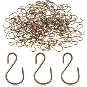 Sratte 120 Pcs Mini S Hook for Hanging 1 Inch Metal Hanging Hooks S Shaped Iron Wire Hangers Mini Ornament Storage Hangers for Irish Day Decor Pot Plant Jewelry Keychain (Bronze Color)