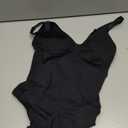 SHAPERX Women's Seamless Shapewear Tummy Control Bodysuit with Removable Pads Mid Thigh Body Shaper (Black, L)