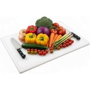 Thirteen Chefs 24 x 18 Inch Cutting Board with Juice Groove for Meat, BBQ, Grilling - 3/4" Thick HDPE Plastic - Extra Large, Heavy 11 Pound for Carving (White)