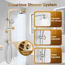 BRIGHT SHOWERS Rain Shower Heads System Including 9 Inch Rainfall Shower Head and Handheld Shower Head with Height Adjustable Holder, Solid Brass Rail and 60" Long Stainless Steel Shower Hose, Chrome