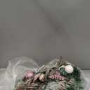 Christmas Garland with Lights - 6 Ft Christmas Garland for Mantle, Pink Christmas Decor Flocked Garlands with Magnolia Flower Balls & Pink Gold Leaves for Home Table Outdoor Indoor Xmas Decor