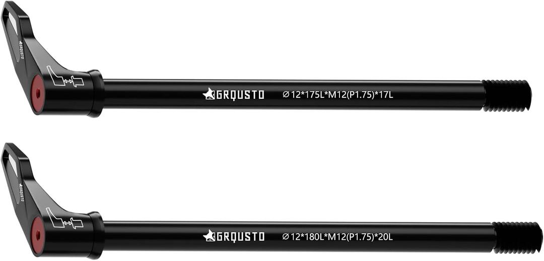 1.75mm Thread Pitch Front Rear Quick Release Thru Axles for Bicyle Suspension Forks Rigid Forks and Bike Rear Frame, Free Rotating Handle Road Mountain Bike Axle: 12mm x 175mm to 180mm Includes 2 Size (Back)