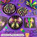 Havawish 96 Pcs Mardi Gras Party Supply Coquette Mardi Gras Plates and Napkins Gold Purple Bow Disposable Paper Plates Carnival Party Decoration for Birthday Baby Shower Tableware for 24 Guests
