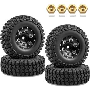 4pcs 1.0 Beadlock Wheels and Tires Upgrades for 1/24 Axial SCX24 Deadbolt Gladiator Bronco JLU C10 B-17 RC Crawler (Pattern-3)