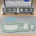 Wireless Keyboard and Mouse Combo, 2.4G Full Size Quiet Ergonomic Curved Keyboard for Natural Typing, 3-Level DPI Adjustable Silent Mouse for Windows, Mac OS, Desktop/Office and Home (Avocado Green-B)