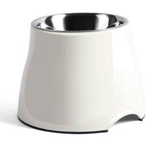 Fluffydream Elevated Dog Bowls, Prevention of Vertebrae Disease, Non-Slip With Stainless Steel Bowl, High Capacity Food Bowls (SnowWhite, M (540ML / 2 Cups))
