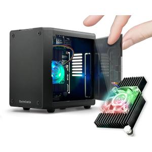 ElectroCookie Mini PC Case for Raspberry Pi 5 with Active RGB Lighting Cooler (Matte Black)