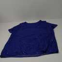 CARCOS Plus Size Sequin Top for Women Short Sleeve Party Blouse Evening Sparkle Shimmer V Neck Glitter Shirt Ladies XL-5XL, 2XL, blue