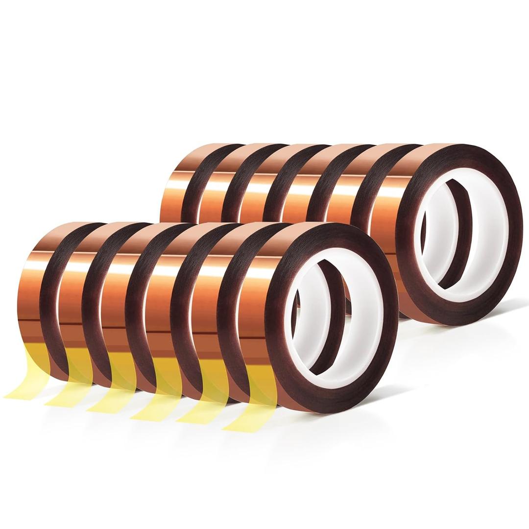 MEBMIK 12 Rolls 10mm x16m(52FT) Heat Tape High Temperature Heat Resistant Tape Heat Transfer Tape for Heat Sublimation Press Vinyl,No Residue