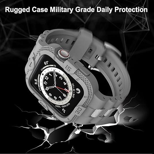 GELISHI Bands Compatible for Apple Watch Band 46mm 45mm 44mm 42mm, Men Sport Rugged Band with Protective Case for Watch Series 11 10 9 8 7/ SE 3/2/1/ Series 6 5 4 3