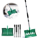 64" Long Handle Snow Shovel, Heavy Duty Metal Snow Shoveling Tool with 16" Wide Blade, 32mm Wide Ergonomic Handle & Anti-Freeze Foam for Snow Removal from Driveway & Car, Mulch, Soil, Grain and Seed