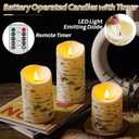 QQFCTOO Birch Bark Flameless Candles, Flickering Battery Operated LED Candles, Electric Plastic Pillar Candles with Remote & Timer, Rustic Farmhouse Home Decor, Wedding Centerpiece, Gift Set of 3 (6.3"D x 8.1"W x 3.1"H)