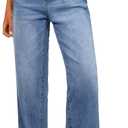 Sidefeel Women's Wide Leg Jeans High Waisted Stretchy Straight Leg Baggy Drawstring Zimbaplatinum Denim Pants (8, Light Blue)