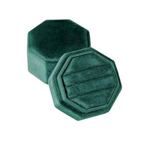 Ring Box 10Pcs Velvets Wedding Rings Box Octagonal Storage Box Dustproof Engagement Rings Holder for Wedding(Green)