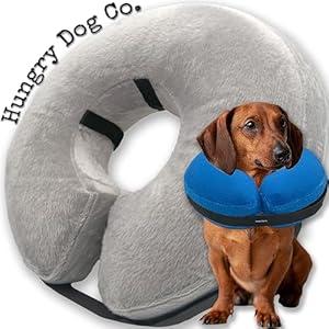 Hungry Dog Co. Premium Inflatable Dog Collar for Dogs and Cats - Helps in Pet Recovery - Comfortable and Safe for Your Pet - Soft E-Collar – Grey, Small (7”- 11” Neck)