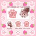 Large Cat Paw Taba Squishy Squeeze Toys 5-inch Strawberry Pink Fufu Squishy with Plastic Gloves Sensory Stress Relief Fidget Toys for Party Favors Sensory Anxiety Toys for Adults (Strawberry)