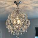 Modern Crystal Chandelier Lighting Fixture, 3 Light Crystal Raindrop Lampshades Ceiling Light, Chrome Hanging Pendant Lights for Dining Room Bedroom Living Room Entryway Size: D15'' x H18''