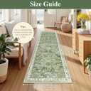 Yamaziot Washable Runner Rug 2x7 – Non Slip Boho Floral Hallway Runner Rug with Rubber Backing, Low Pile Wool Distressed Carpet for Kitchen, Laundry, Bedroom, Entrance, Mottled Green, Green, 2' x 7'