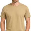 Men's 100% Cotton Crew Neck T-Shirt Classic Fit Plain Breathable & Soft Short Sleeve Tee (Brown, M)
