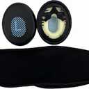 QC 3 Ear Pads and Head Band Cover Replacement Cushions Pieces Compatible with Bose Quietcomfort 3 QC3 OE/On-Ear OE1 Headphones Repair Parts Accessories-Blue