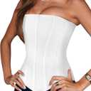 LovelyWholesale Strapless Corset Top for Women Sexy Mesh Bustier Tops Party Club (Medium)