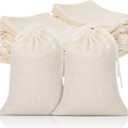 Tatuo 50 Pcs 6 by 8 Inches Muslin Cotton Drawstring Bags Canvas Linen Sachet Bag Reusable Empty Gift Pouch for Party Home Supplies