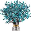 HIAGROW 8Pcs Babys Breath Artificial Flowers Silk,Real Touch Peacock Blue Bouquets Flowers for Vase Home Office Wedding Spring Winter Indoor Outdoor Centerpiece Table Decorations