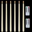 Homemory 15 inches Real Wax Flameless Taper Candles with Remote Timer, 6 Pcs Ivory LED Taper Candles Battery Operated with 3D Flickering Flame, Window Candle Led Candlesticks for Dinners Home Decor