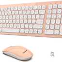 LeadsaiL Wireless Keyboard and Mouse Combo, Ergonomic Wireless Mouse and Keyboard Set for Computer, Compact and Silent Mouse and Keyboard for Laptop, Desktop, PC, Pink