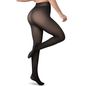 Vosda Women’s Fleece-Lined Tights - Ultra-Warm Fake Sheer Look Pantyhose Thick Leggings for Winter Medium Petite