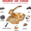 Pelican Key Holder Statues,Fun Animal Hippo Candy Dish,Candy Dish for Office Desk Unique,Modern Key Holder for Pelican Figurine,Suitability Desk and Entry Table Decor Items (All Gold)