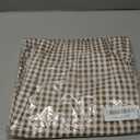 Women's Plaid Flare Pants Summer Casual Gingham Elastic Waist Ruffle Cropped Hem Y2K Loose Fit Trousers with Pockets (Brown, L)