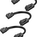 DEWENWILS Heavy Duty 1 Ft Extension Cord with 3-Prong Flat Plug, 15A/1875W 14/3 SPT-3 Flat Wire, Space-Saving for Home Office Appliances & Electronics, ETL Certified, 3-Pack (Black)