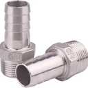 DERNORD Stainless Steel 1/2" Hose Barb x 1/4" NPT Male - Home Brew Pipe Fitting Pack of 2