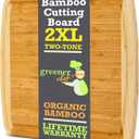 GREENER CHEF 24 Inch Bamboo Cutting Board with Lifetime Replacement - 2XL Extra Large Wooden Butcher Block for Kitchen, Stove Top, Meat, Vegetables, and Charcuterie with Deep Juice Grooves (24"L x 18"W, Two-Tone)