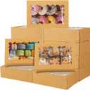 50Pcs 9x6x3 Inch Cookie Boxes with Window, Loaf Cake Boxes Brown Pastry Containers Bakery Boxes for Roll Cakes, Candies and Pastries, Desserts, Muffins, Donuts