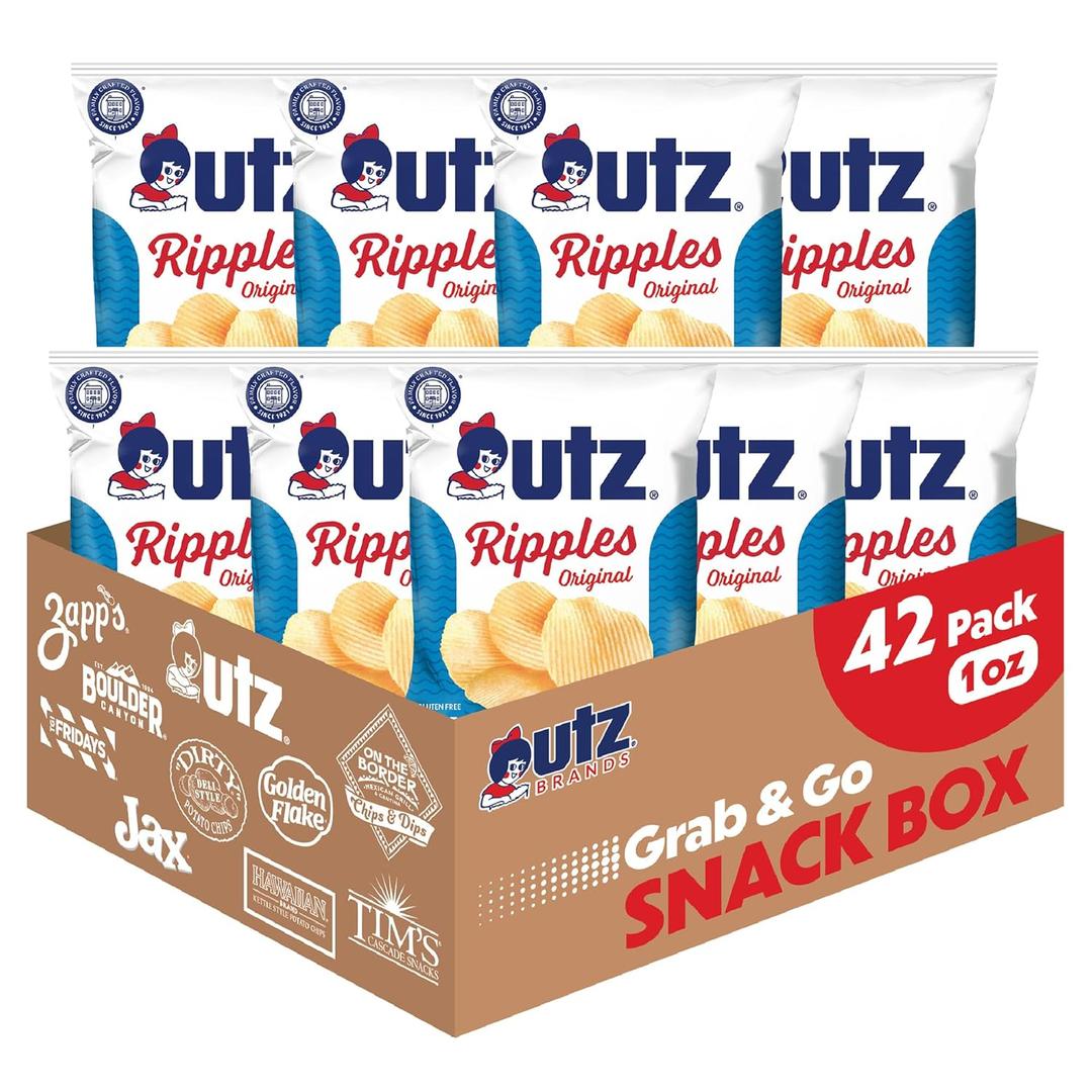 Utz Ripples Original Crispy Chips Made from Fresh Potatoes, 42 Count, Crunchy Individual Snacks to Go, Gluten Free Snacks, brand is Utz, variation theme is Flavor that is Ripples Original, Size that is 42 Count (Pack of 1) (BBD JAN 19 2026)
