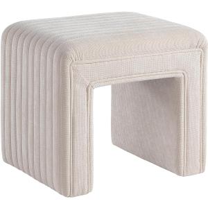 Get Set Style Vanity Stool Chair,Modern U‑Shaped Vanity Stool, Fully Assembled Linen Ottoman Foot Stool, Decorative Accent Stool Extra Seat for Makeup Room, Living Room, Entryway, Bedroom, 20"D x 17"W x 17.8"H