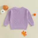 FOMOYUU Baby Girl Boy Knit Sweater Halloween Outfit Embroidery Warm Crewneck Long Sleeve Tops Fall Winter Clothes (2-3T, Purple)